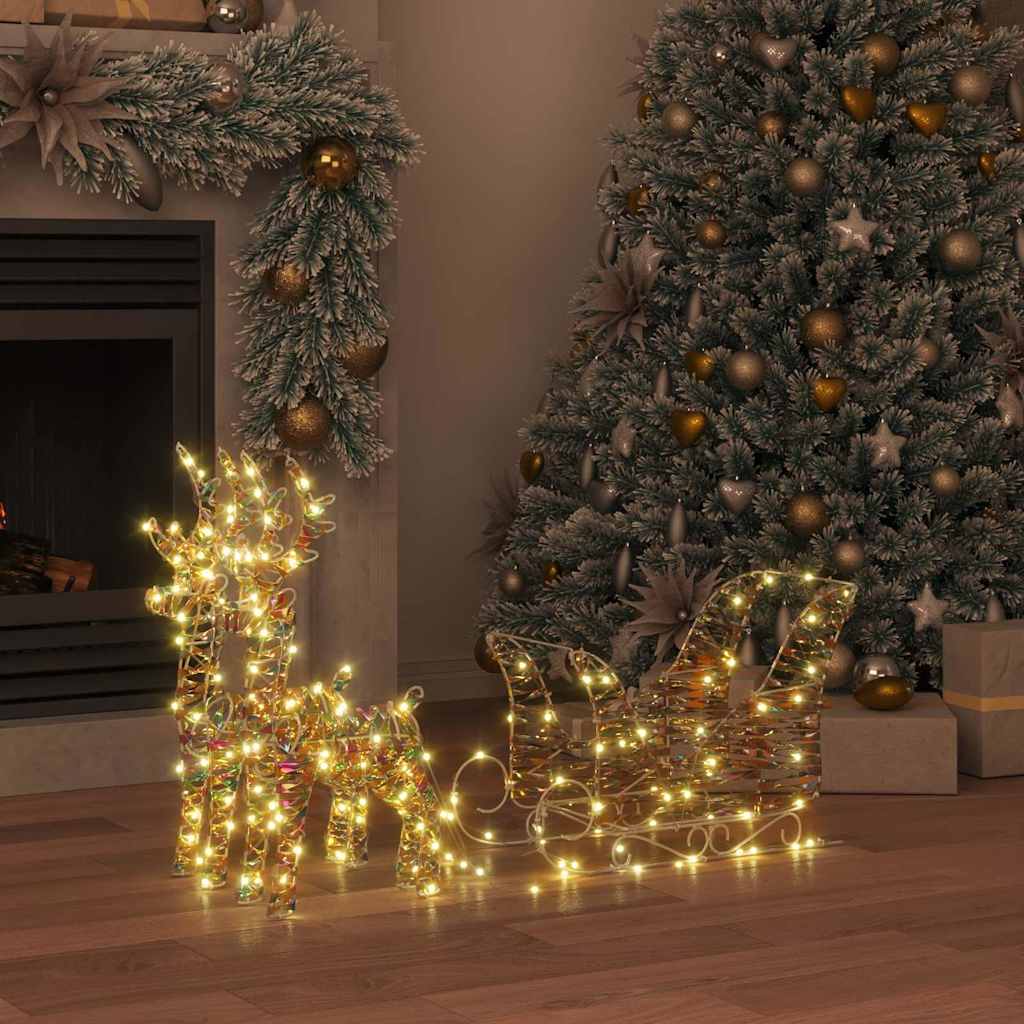 Rendier trek slede met 160 LED Warmwit 30 x 12 x 54,5 cm PET is nu te koop bij PeponiXL, paradijselijk wonen!