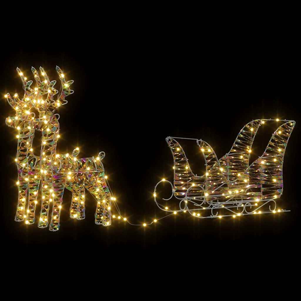 Rendier trek slede met 160 LED Warmwit 30 x 12 x 54,5 cm PET is nu te koop bij PeponiXL, paradijselijk wonen!