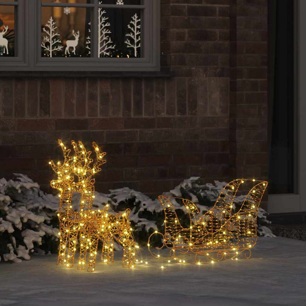 Rendier trek slede met 160 LED Warmwit 30 x 12 x 55 cm PET is nu te koop bij PeponiXL, paradijselijk wonen!