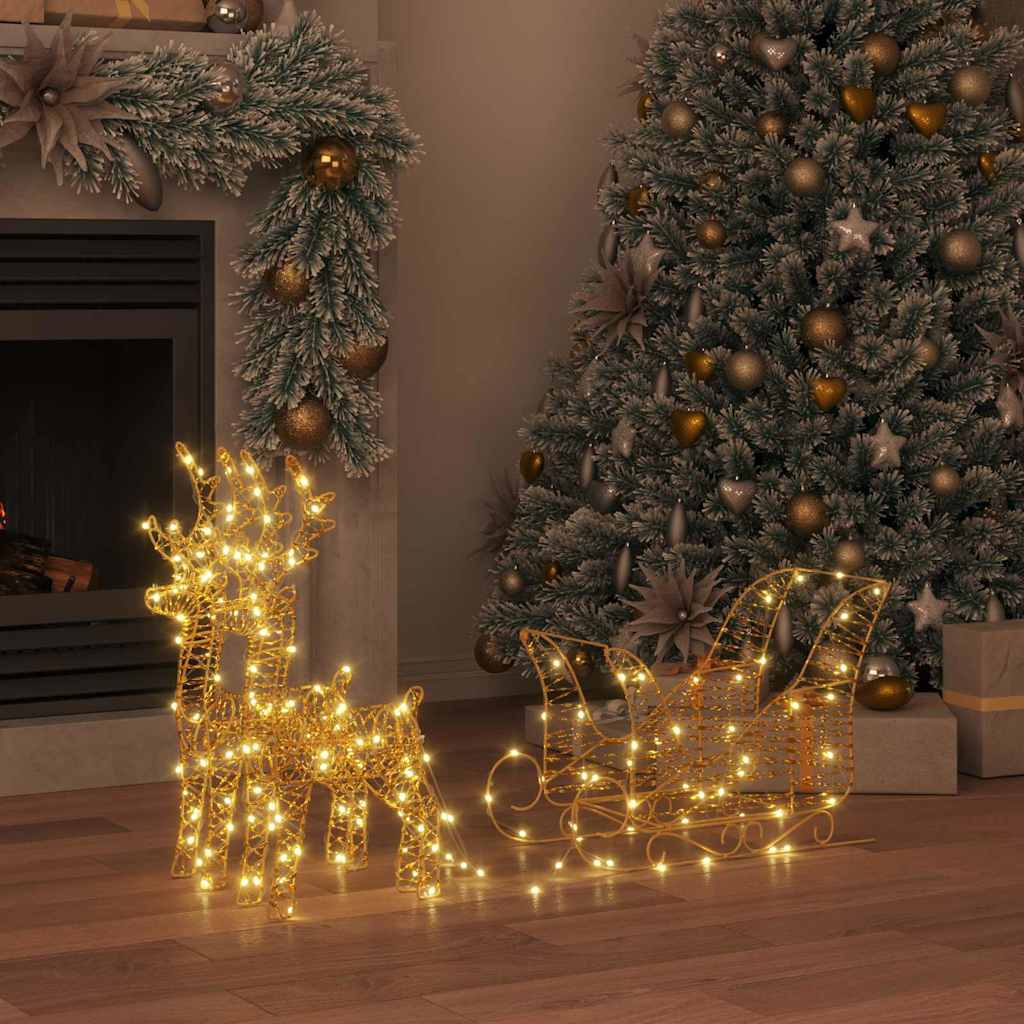 Rendier trek slede met 160 LED Warmwit 30 x 12 x 55 cm PET is nu te koop bij PeponiXL, paradijselijk wonen!