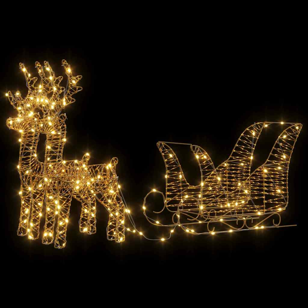 Rendier trek slede met 160 LED Warmwit 30 x 12 x 55 cm PET is nu te koop bij PeponiXL, paradijselijk wonen!
