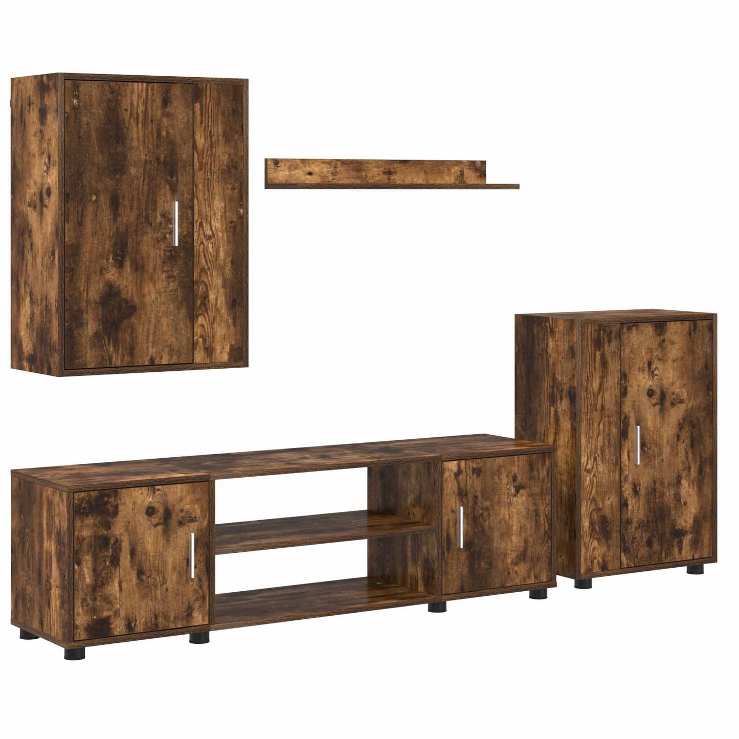 Tv-meubelset Gerookt Eiken Bewerkt hout is nu te koop bij PeponiXL, paradijselijk wonen!