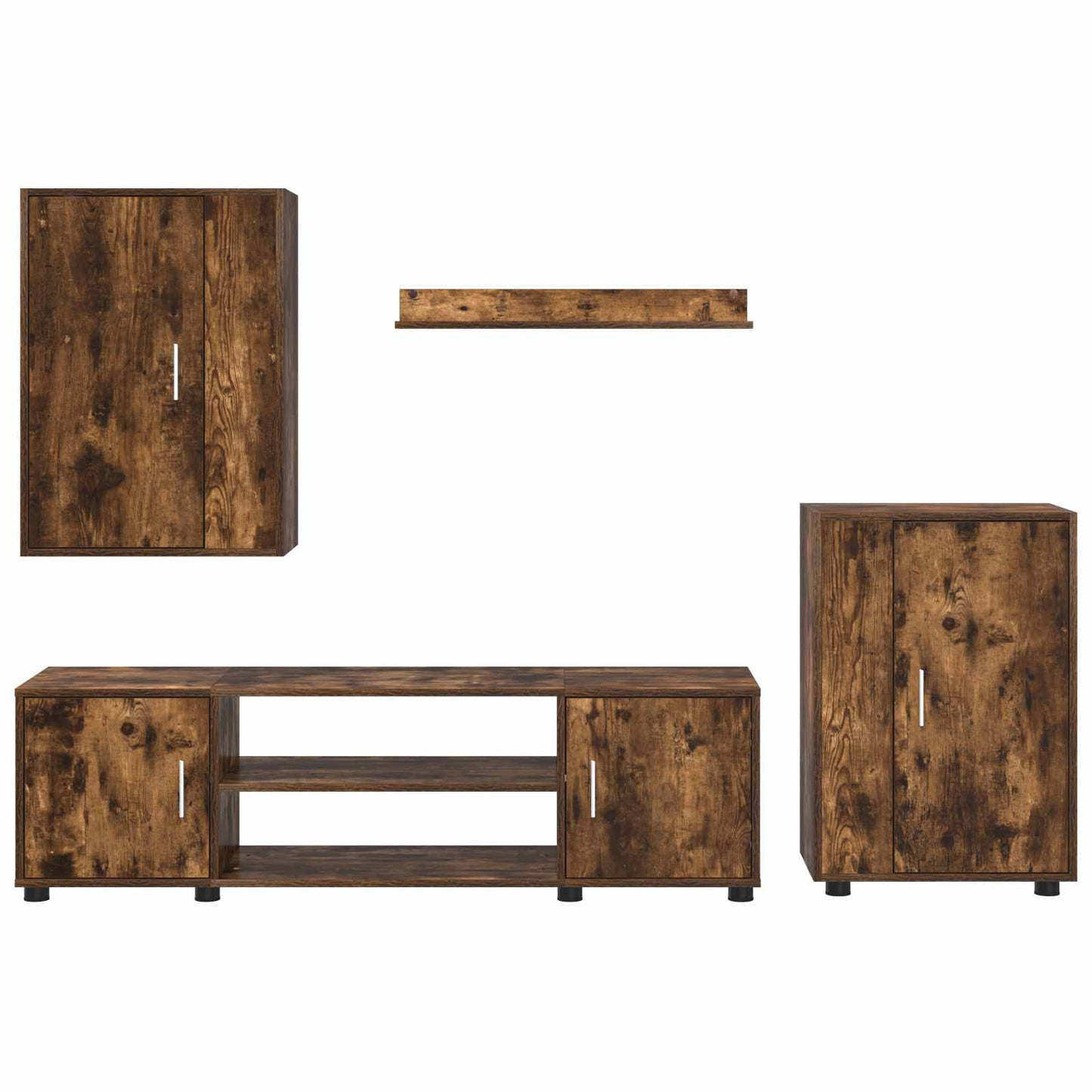 Tv-meubelset Gerookt Eiken Bewerkt hout is nu te koop bij PeponiXL, paradijselijk wonen!