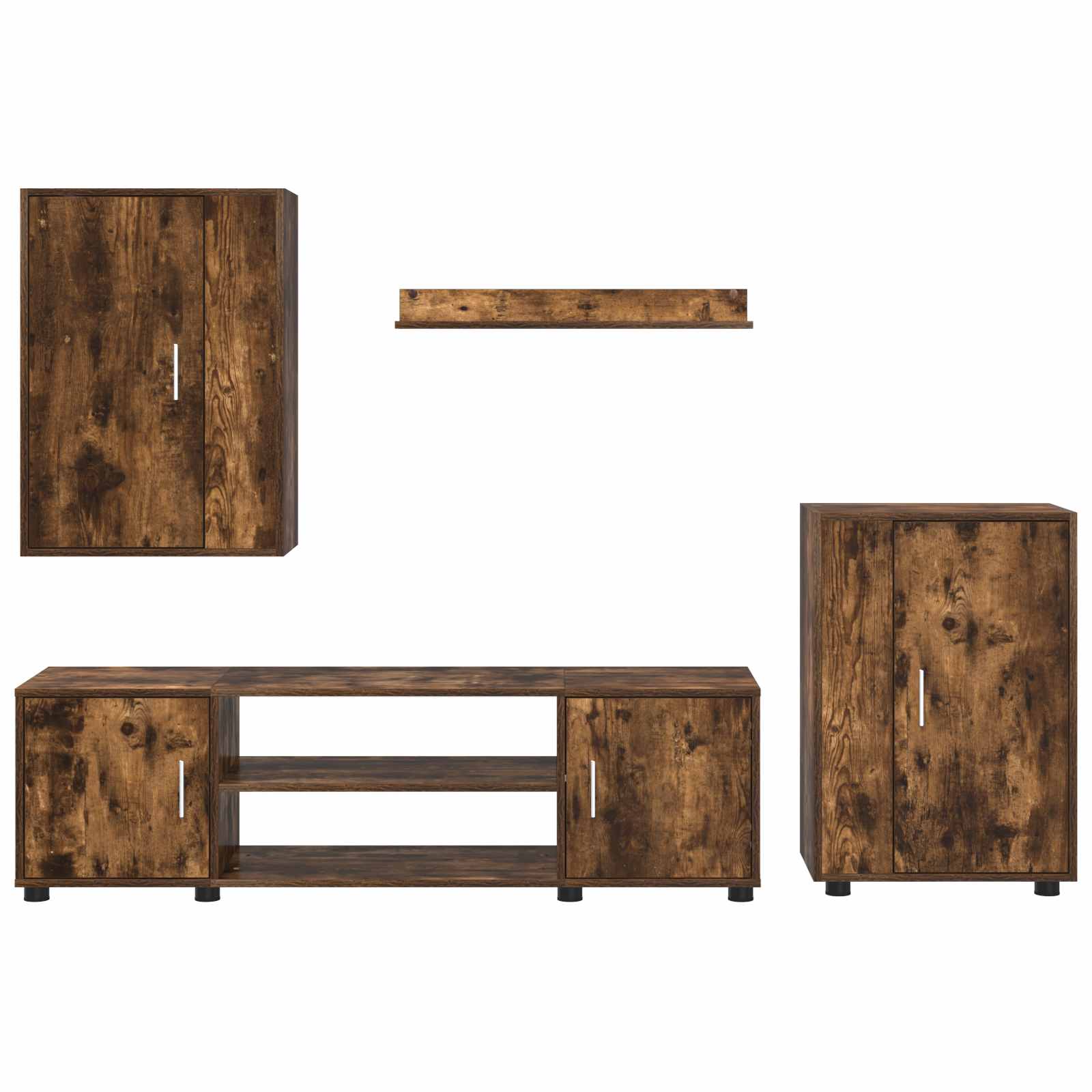 Tv-meubelset Gerookt Eiken Bewerkt hout is nu te koop bij PeponiXL, paradijselijk wonen!