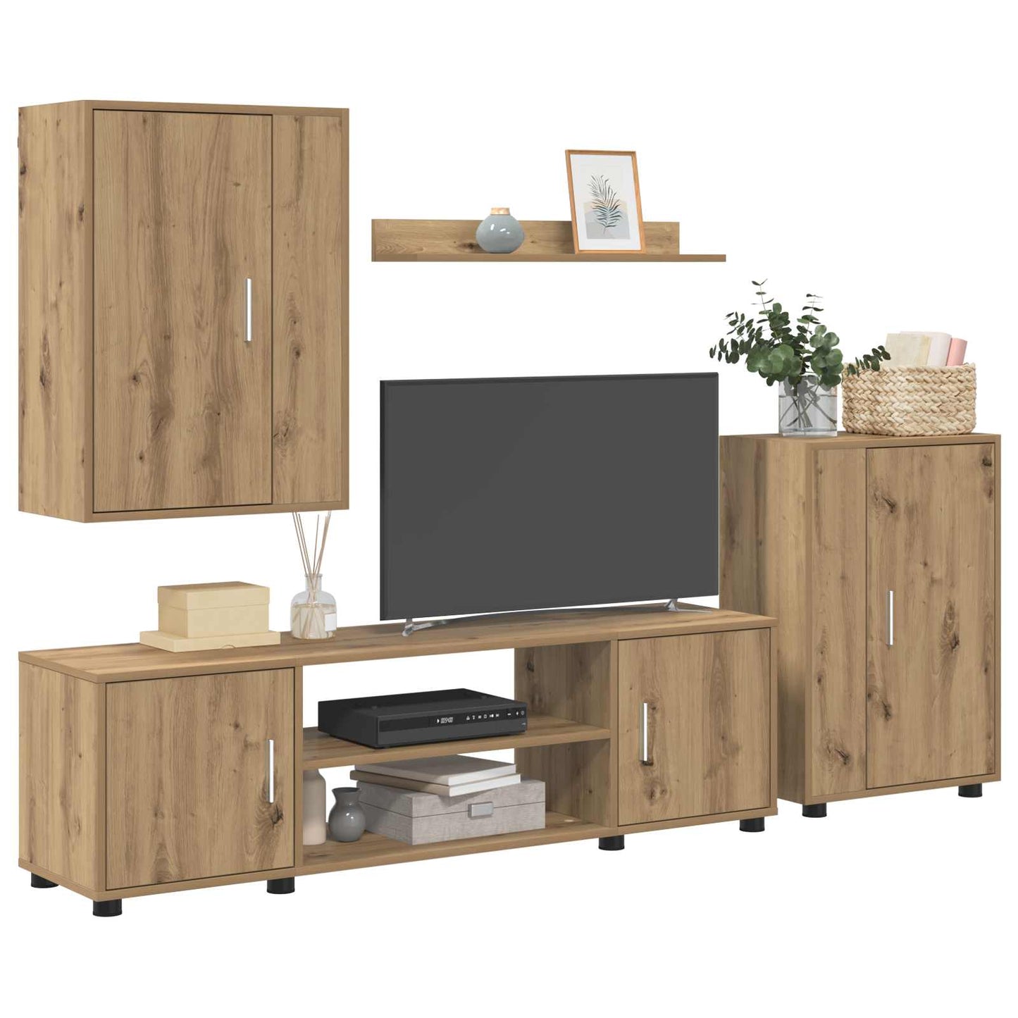 Tv-meubelset Artisan Eiken Bewerkt hout is nu te koop bij PeponiXL, paradijselijk wonen!