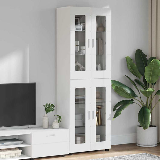 Hoge kast met plank FLORIN Wit 60 x 35 x 182 cm Bewerkt hout is nu te koop bij PeponiXL, paradijselijk wonen!