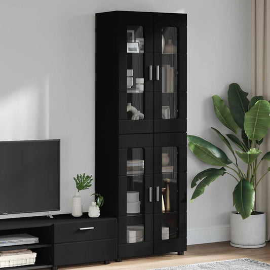 Hoge kast met plank FLORIN Zwart 60 x 35 x 182 cm Bewerkt hout is nu te koop bij PeponiXL, paradijselijk wonen!