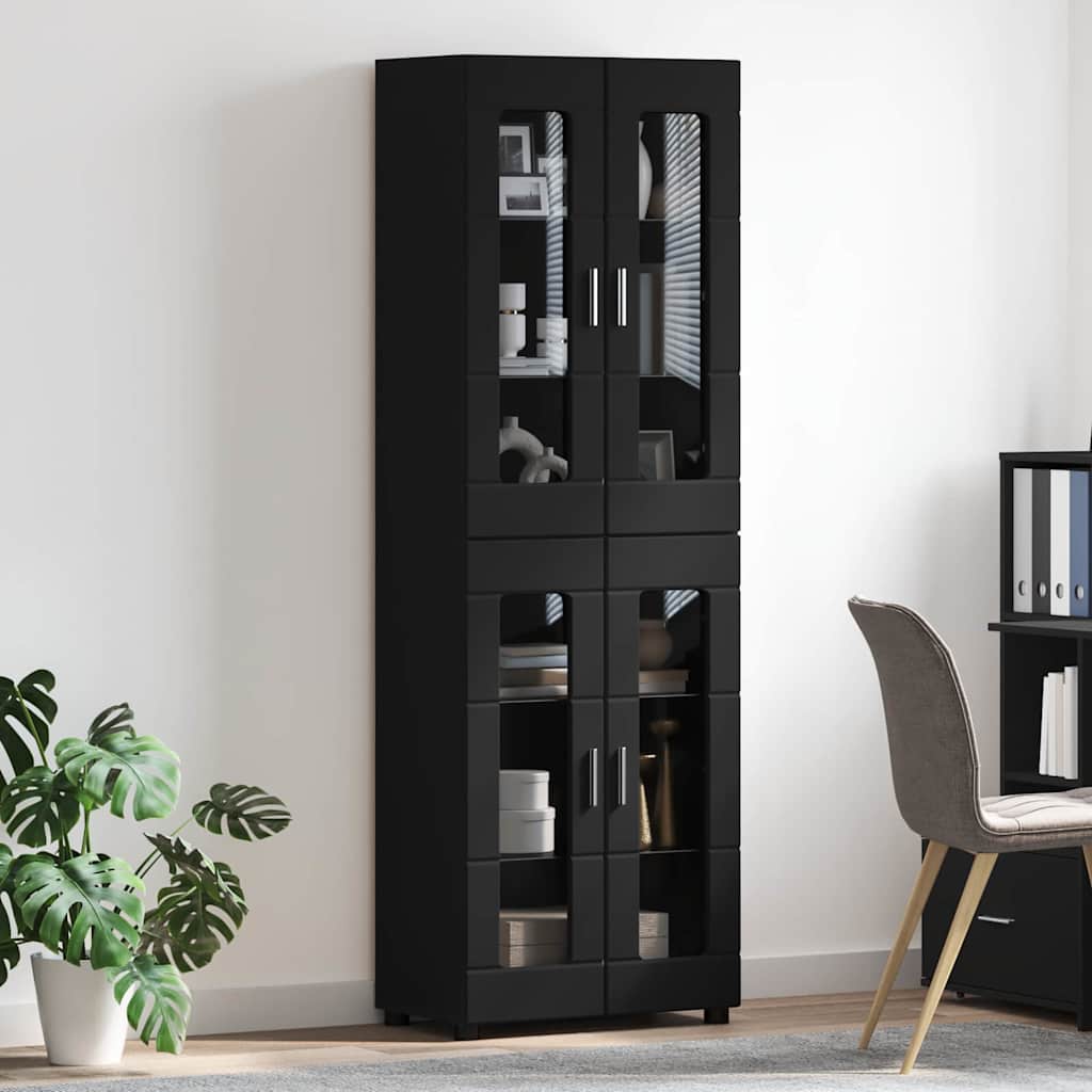 Hoge kast met plank FLORIN Zwart 60 x 35 x 182 cm Bewerkt hout is nu te koop bij PeponiXL, paradijselijk wonen!
