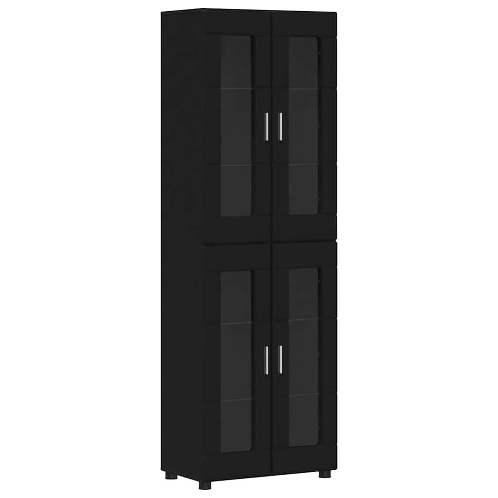 Hoge kast met plank FLORIN Zwart 60 x 35 x 182 cm Bewerkt hout is nu te koop bij PeponiXL, paradijselijk wonen!