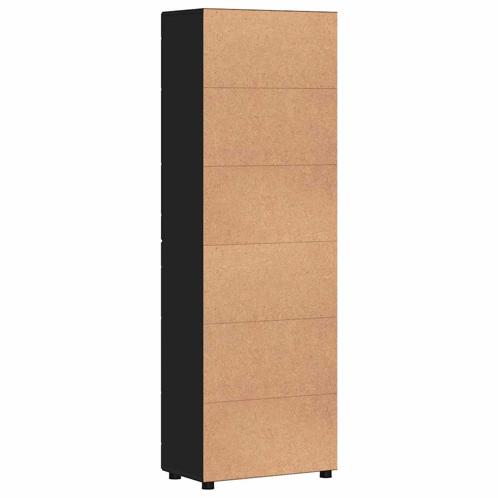 Hoge kast met plank FLORIN Zwart 60 x 35 x 182 cm Bewerkt hout is nu te koop bij PeponiXL, paradijselijk wonen!