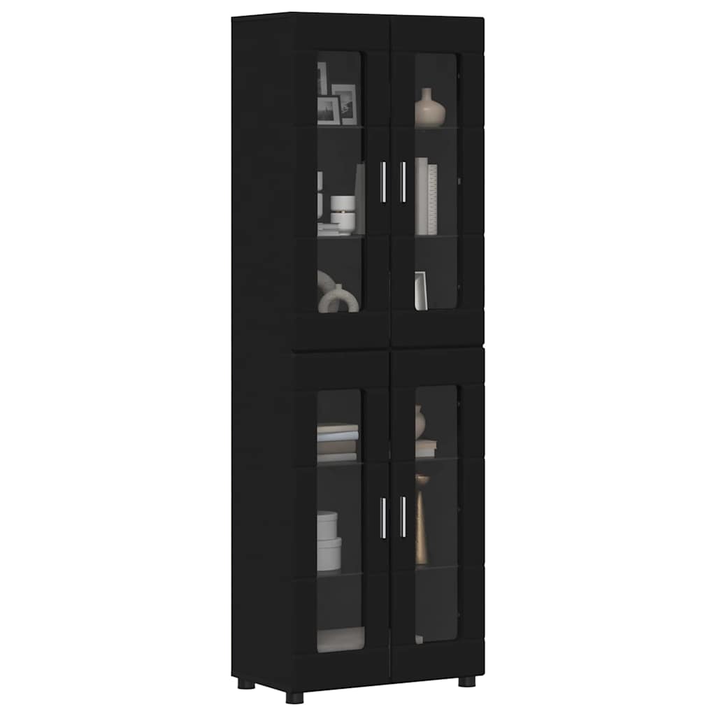 Hoge kast met plank FLORIN Zwart 60 x 35 x 182 cm Bewerkt hout is nu te koop bij PeponiXL, paradijselijk wonen!