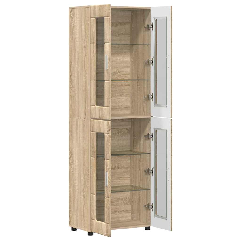 Hoge kast FLORIN Sonoma Eiken 60 x 35 x 182 cm Bewerkt hout is nu te koop bij PeponiXL, paradijselijk wonen!