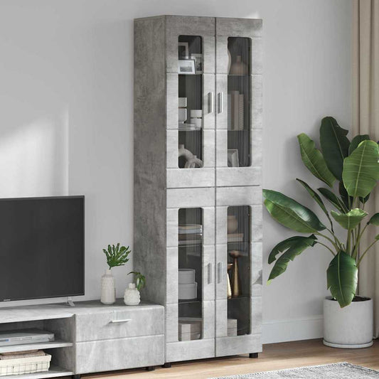 Hoge kast FLORIN Beton Grijs 60 x 35 x 182 cm Bewerkt hout is nu te koop bij PeponiXL, paradijselijk wonen!