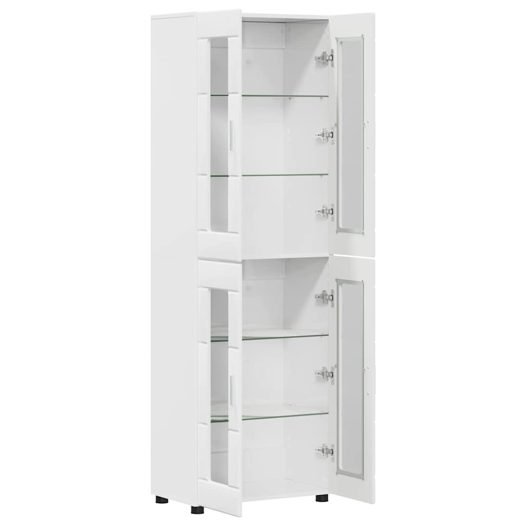 Hoge kast FLORIN Hoogglans wit 60 x 35 x 182 cm Bewerkt hout is nu te koop bij PeponiXL, paradijselijk wonen!