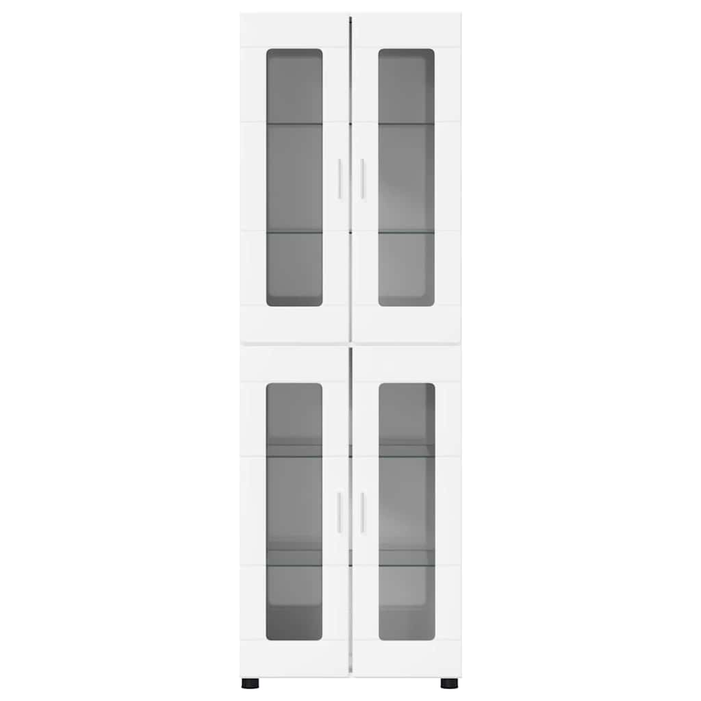 Hoge kast FLORIN Hoogglans wit 60 x 35 x 182 cm Bewerkt hout is nu te koop bij PeponiXL, paradijselijk wonen!