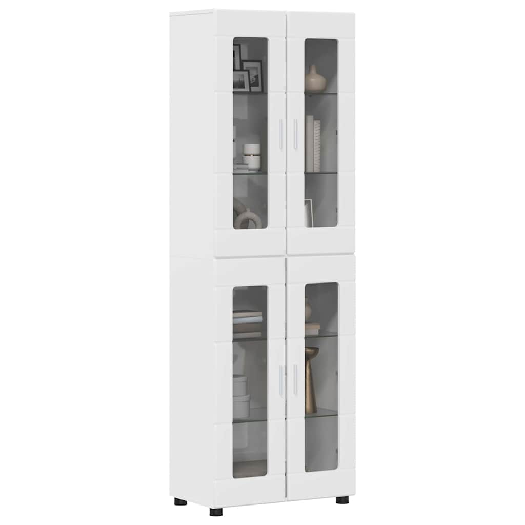 Hoge kast FLORIN Hoogglans wit 60 x 35 x 182 cm Bewerkt hout is nu te koop bij PeponiXL, paradijselijk wonen!