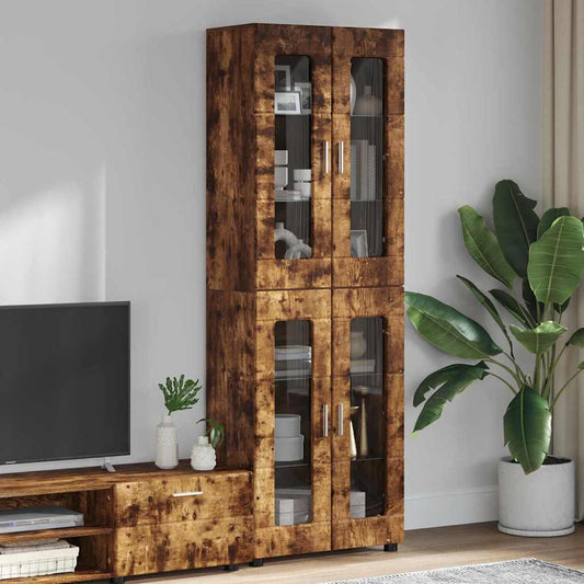 Hoge kast FLORIN Gerookt eiken 60 x 35 x 182 cm Bewerkt hout is nu te koop bij PeponiXL, paradijselijk wonen!