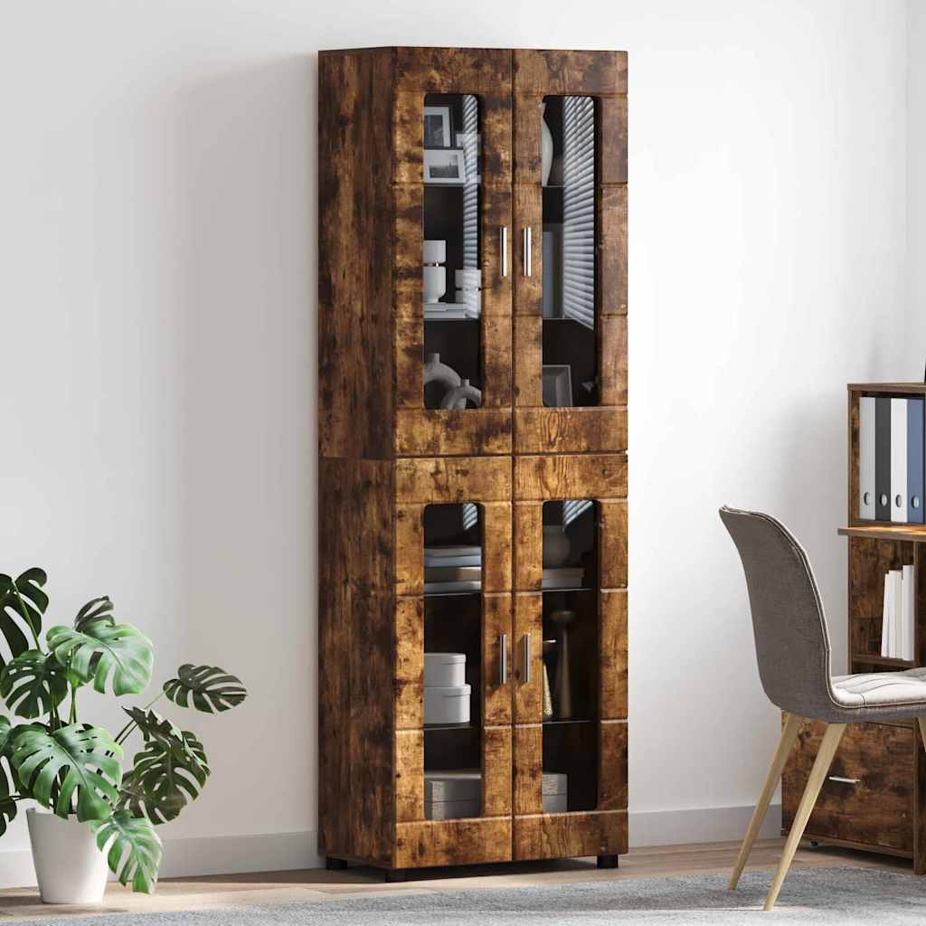 Hoge kast FLORIN Gerookt eiken 60 x 35 x 182 cm Bewerkt hout is nu te koop bij PeponiXL, paradijselijk wonen!