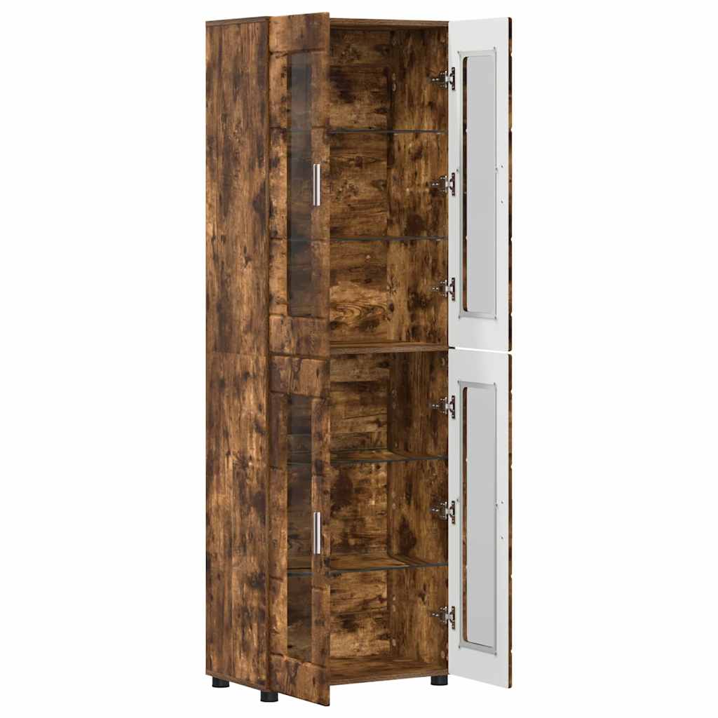 Hoge kast FLORIN Gerookt eiken 60 x 35 x 182 cm Bewerkt hout is nu te koop bij PeponiXL, paradijselijk wonen!