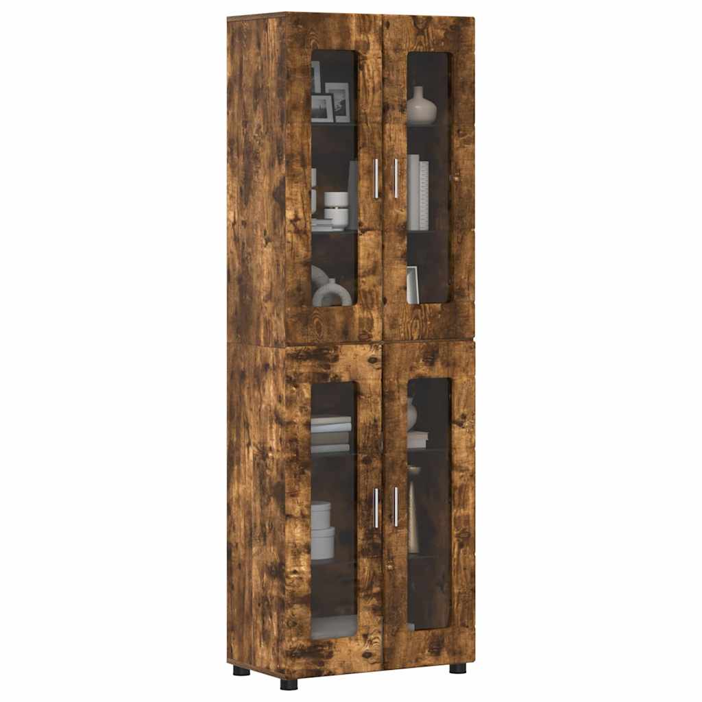 Hoge kast FLORIN Gerookt eiken 60 x 35 x 182 cm Bewerkt hout is nu te koop bij PeponiXL, paradijselijk wonen!