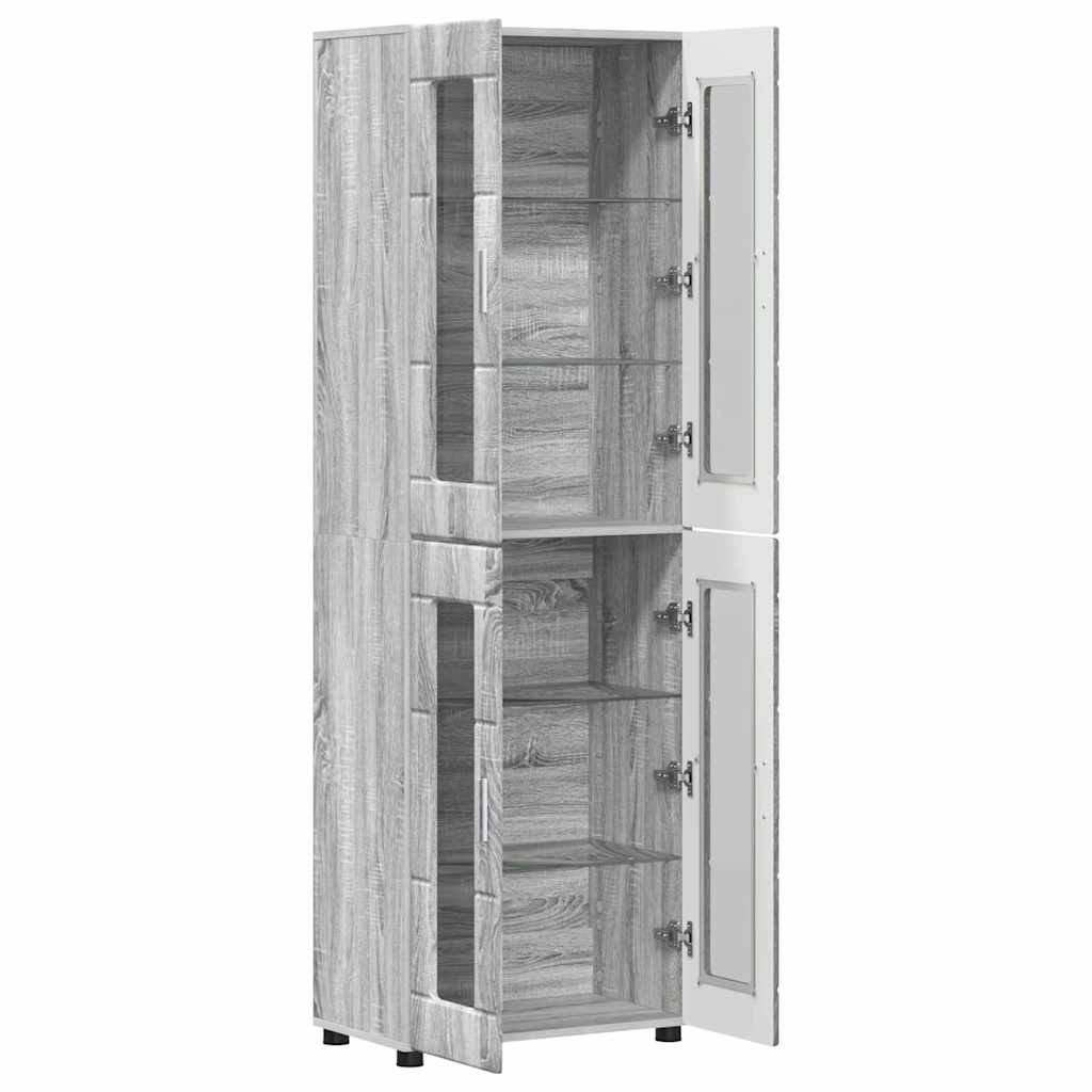 Hoge kast FLORIN Grijs Sonoma 60 x 35 x 182 cm Bewerkt hout is nu te koop bij PeponiXL, paradijselijk wonen!