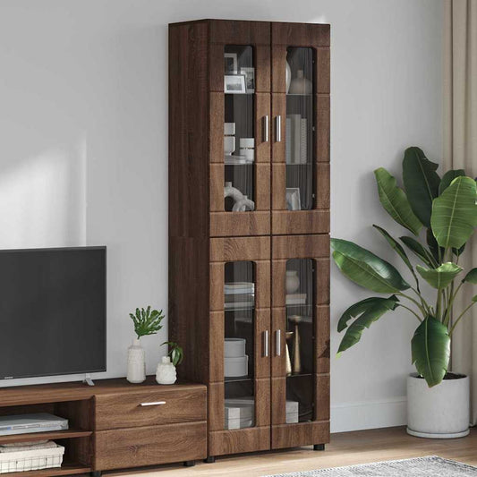 Hoge kast FLORIN Bruin Eiken 60 x 35 x 182 cm Bewerkt hout is nu te koop bij PeponiXL, paradijselijk wonen!