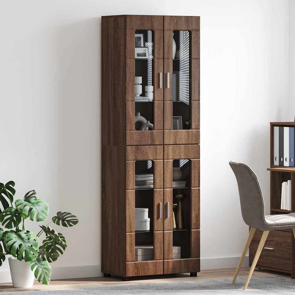 Hoge kast FLORIN Bruin Eiken 60 x 35 x 182 cm Bewerkt hout is nu te koop bij PeponiXL, paradijselijk wonen!