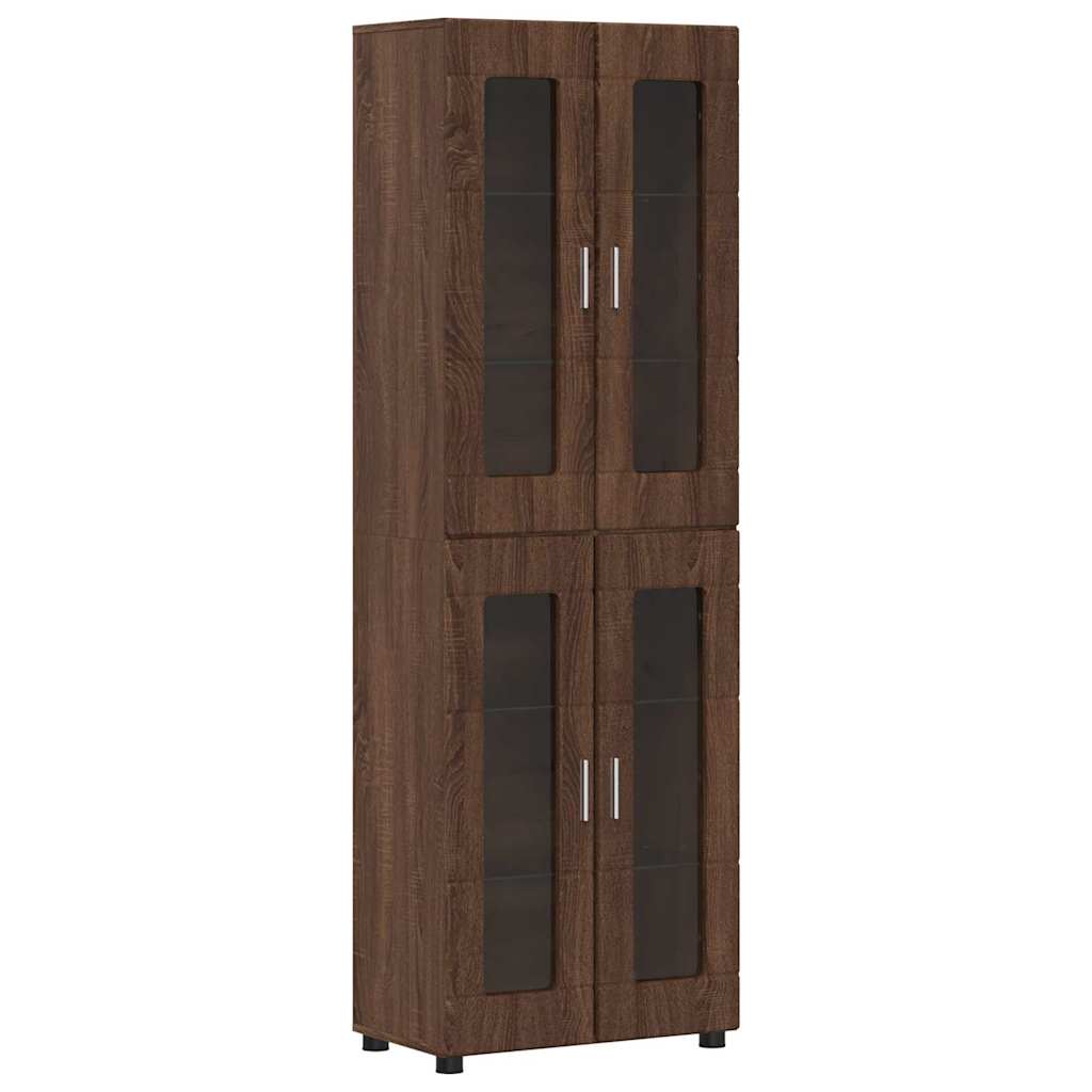 Hoge kast FLORIN Bruin Eiken 60 x 35 x 182 cm Bewerkt hout is nu te koop bij PeponiXL, paradijselijk wonen!
