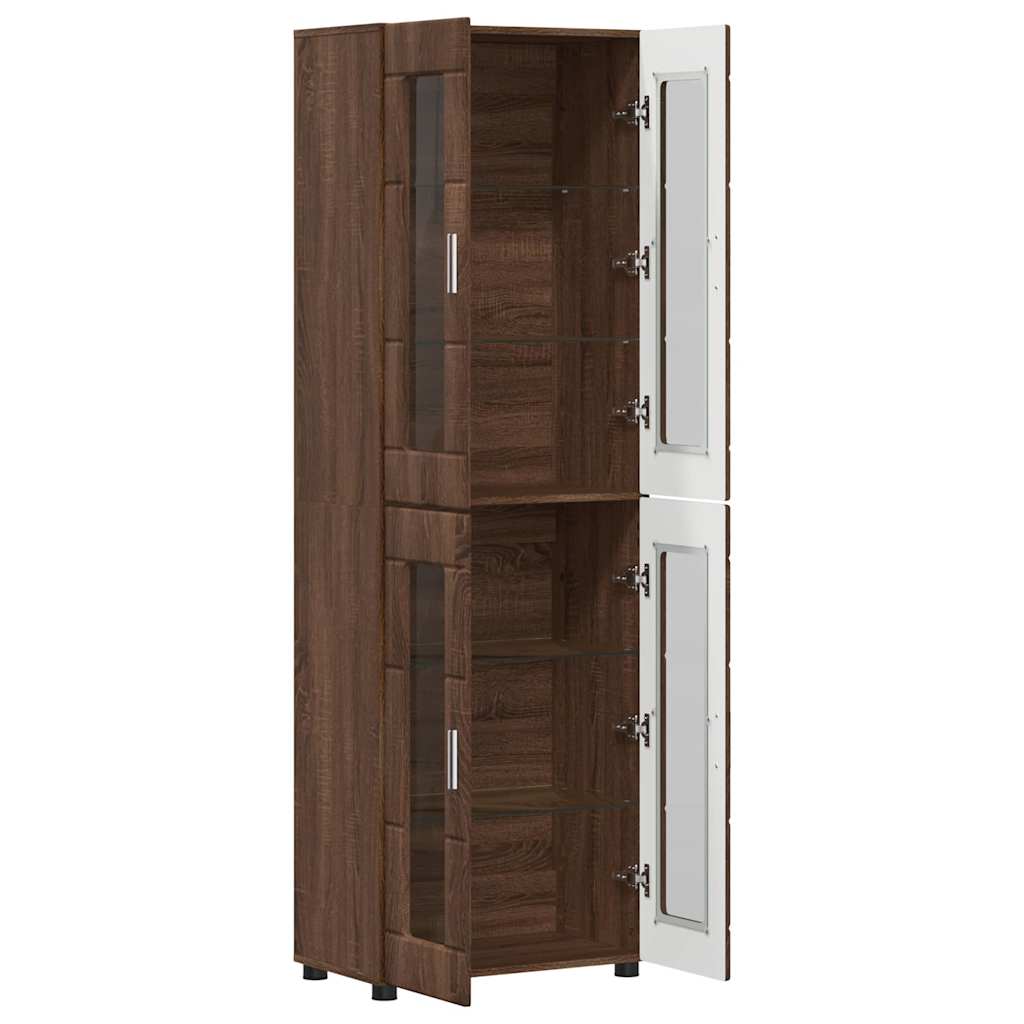Hoge kast FLORIN Bruin Eiken 60 x 35 x 182 cm Bewerkt hout is nu te koop bij PeponiXL, paradijselijk wonen!