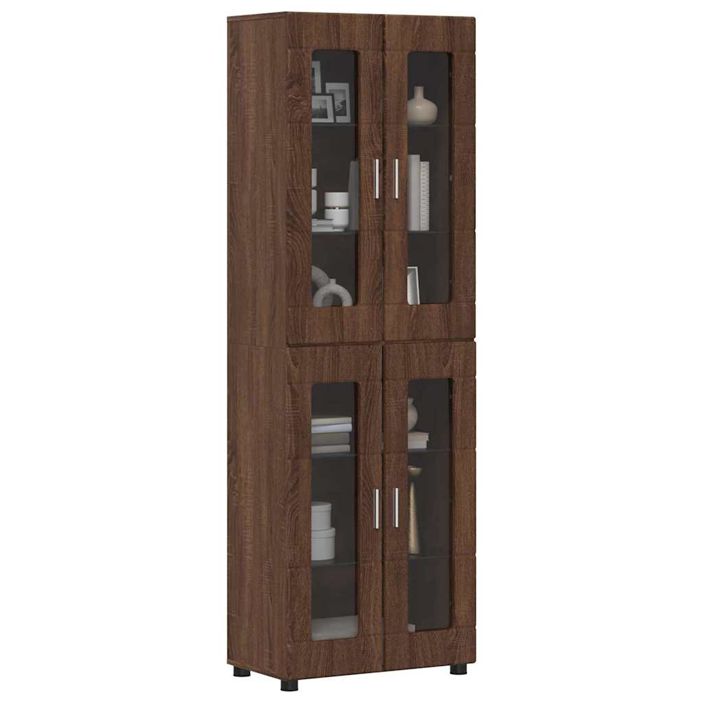 Hoge kast FLORIN Bruin Eiken 60 x 35 x 182 cm Bewerkt hout is nu te koop bij PeponiXL, paradijselijk wonen!