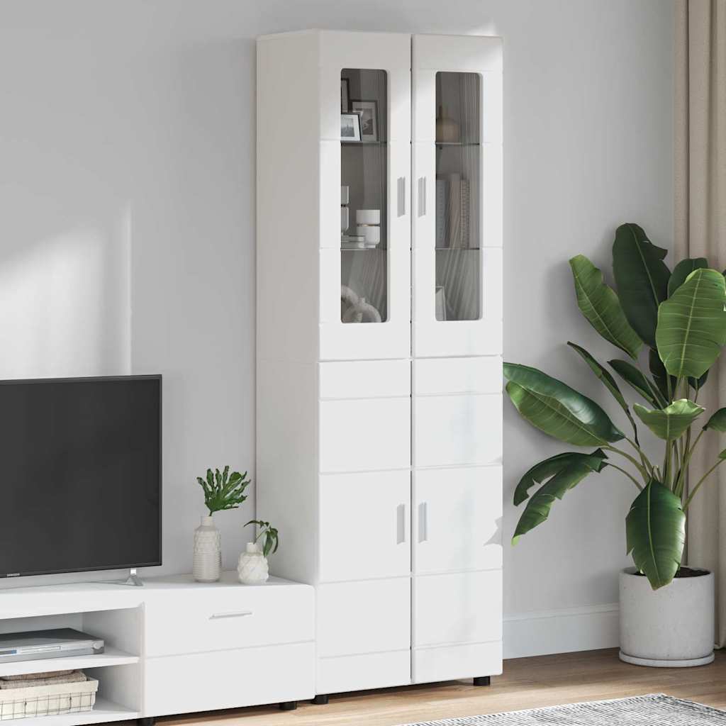 Hoge kast met plank FLORIN Wit 60 x 35 x 182 cm Bewerkt hout is nu te koop bij PeponiXL, paradijselijk wonen!