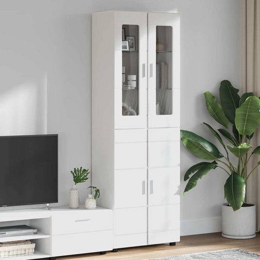 Hoge kast met plank FLORIN Wit 60 x 35 x 182 cm Bewerkt hout is nu te koop bij PeponiXL, paradijselijk wonen!