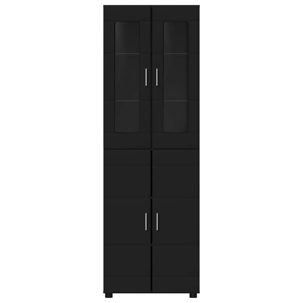 Hoge kast met plank FLORIN Zwart 60 x 35 x 182 cm Bewerkt hout is nu te koop bij PeponiXL, paradijselijk wonen!