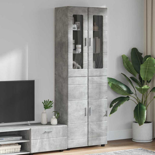 Hoge kast FLORIN Beton Grijs 60 x 35 x 182 cm Bewerkt hout is nu te koop bij PeponiXL, paradijselijk wonen!