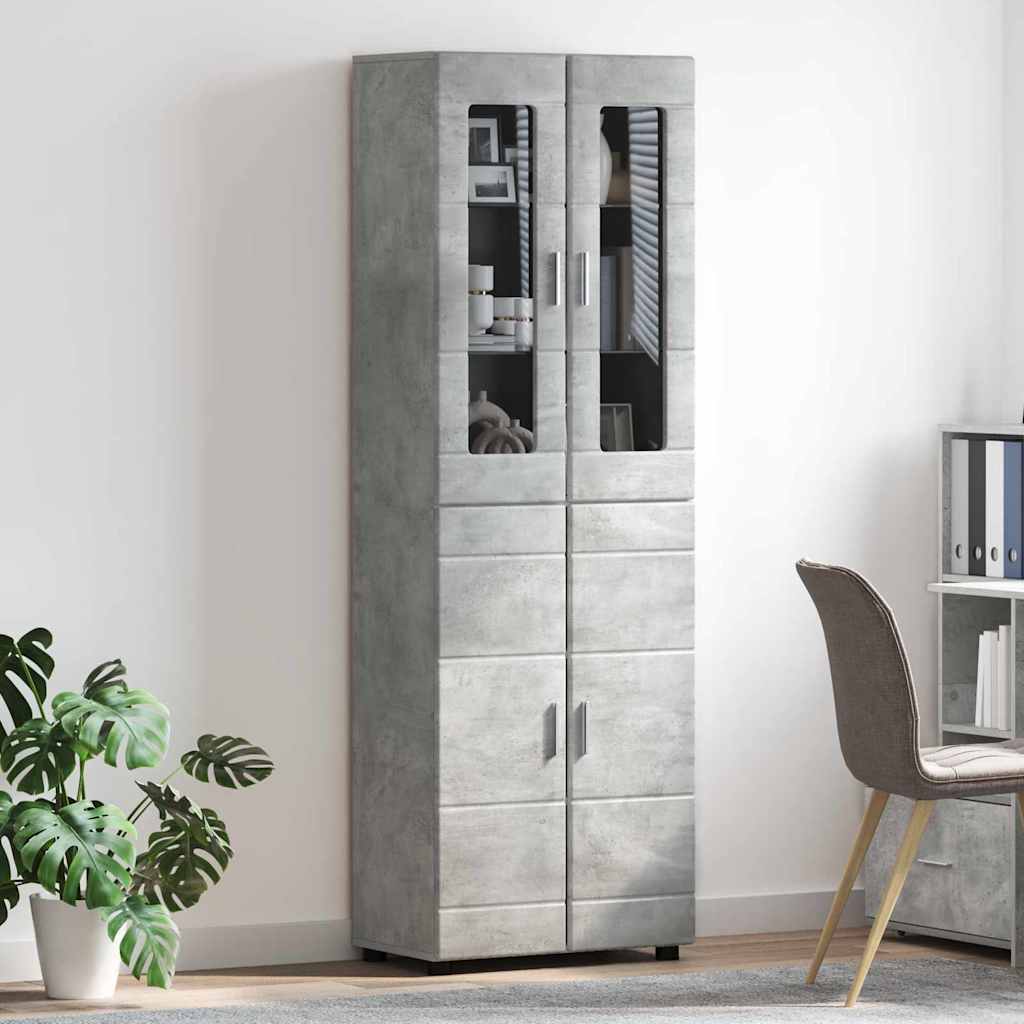 Hoge kast FLORIN Beton Grijs 60 x 35 x 182 cm Bewerkt hout is nu te koop bij PeponiXL, paradijselijk wonen!