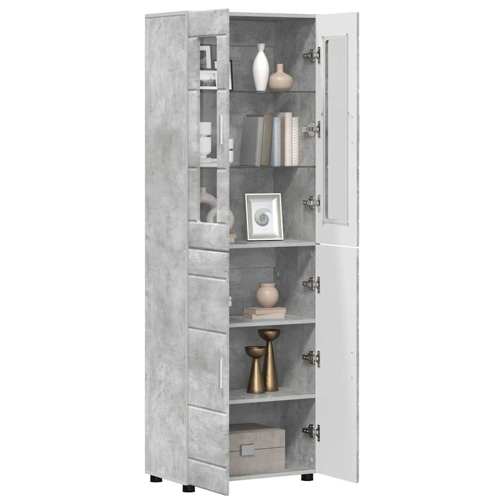 Hoge kast FLORIN Beton Grijs 60 x 35 x 182 cm Bewerkt hout is nu te koop bij PeponiXL, paradijselijk wonen!