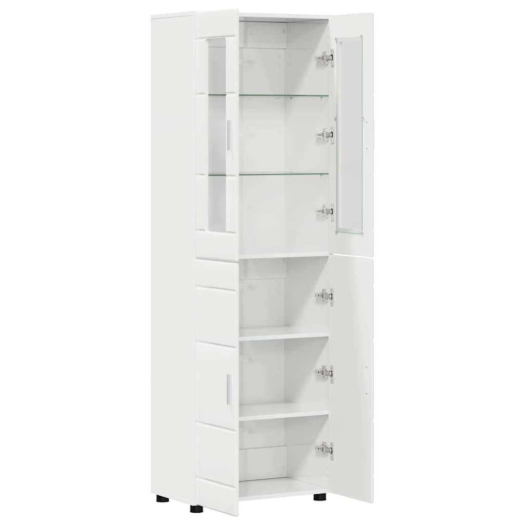 Hoge kast FLORIN Hoogglans wit 60 x 35 x 182 cm Bewerkt hout is nu te koop bij PeponiXL, paradijselijk wonen!