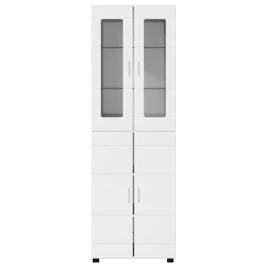 Hoge kast FLORIN Hoogglans wit 60 x 35 x 182 cm Bewerkt hout is nu te koop bij PeponiXL, paradijselijk wonen!