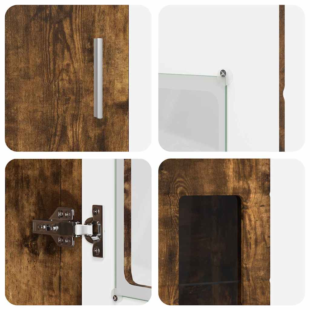 Hoge kast FLORIN Gerookt eiken 60 x 35 x 182 cm Bewerkt hout is nu te koop bij PeponiXL, paradijselijk wonen!