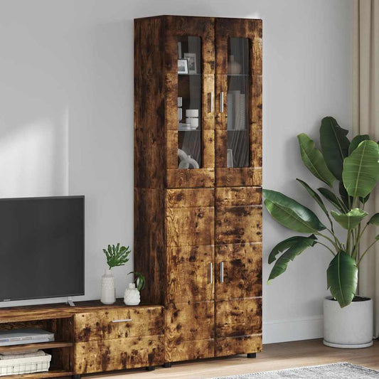 Hoge kast FLORIN Gerookt eiken 60 x 35 x 182 cm Bewerkt hout is nu te koop bij PeponiXL, paradijselijk wonen!