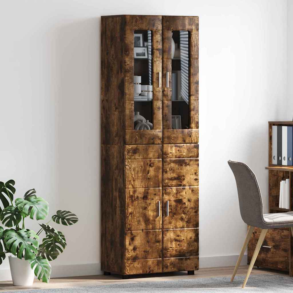 Hoge kast FLORIN Gerookt eiken 60 x 35 x 182 cm Bewerkt hout is nu te koop bij PeponiXL, paradijselijk wonen!