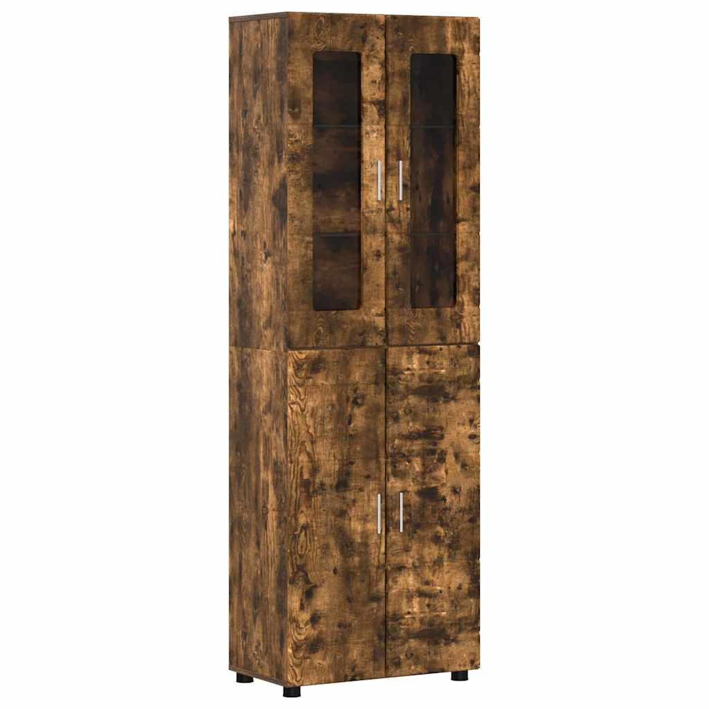 Hoge kast FLORIN Gerookt eiken 60 x 35 x 182 cm Bewerkt hout is nu te koop bij PeponiXL, paradijselijk wonen!