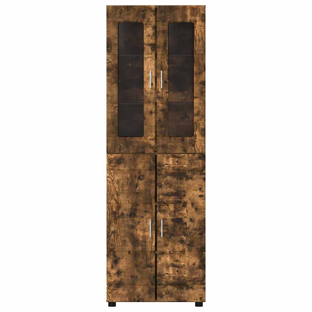 Hoge kast FLORIN Gerookt eiken 60 x 35 x 182 cm Bewerkt hout is nu te koop bij PeponiXL, paradijselijk wonen!