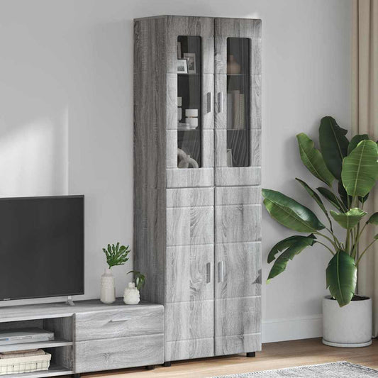 Hoge kast FLORIN Grijs Sonoma 60 x 35 x 182 cm Bewerkt hout is nu te koop bij PeponiXL, paradijselijk wonen!