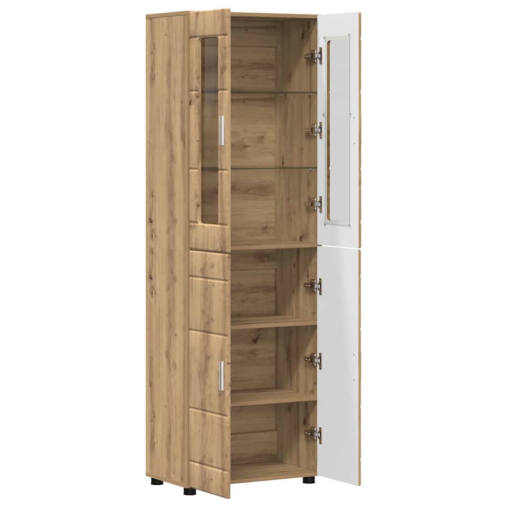 Hoge kast FLORIN Artisan Eiken 60 x 35 x 182 cm Bewerkt hout is nu te koop bij PeponiXL, paradijselijk wonen!