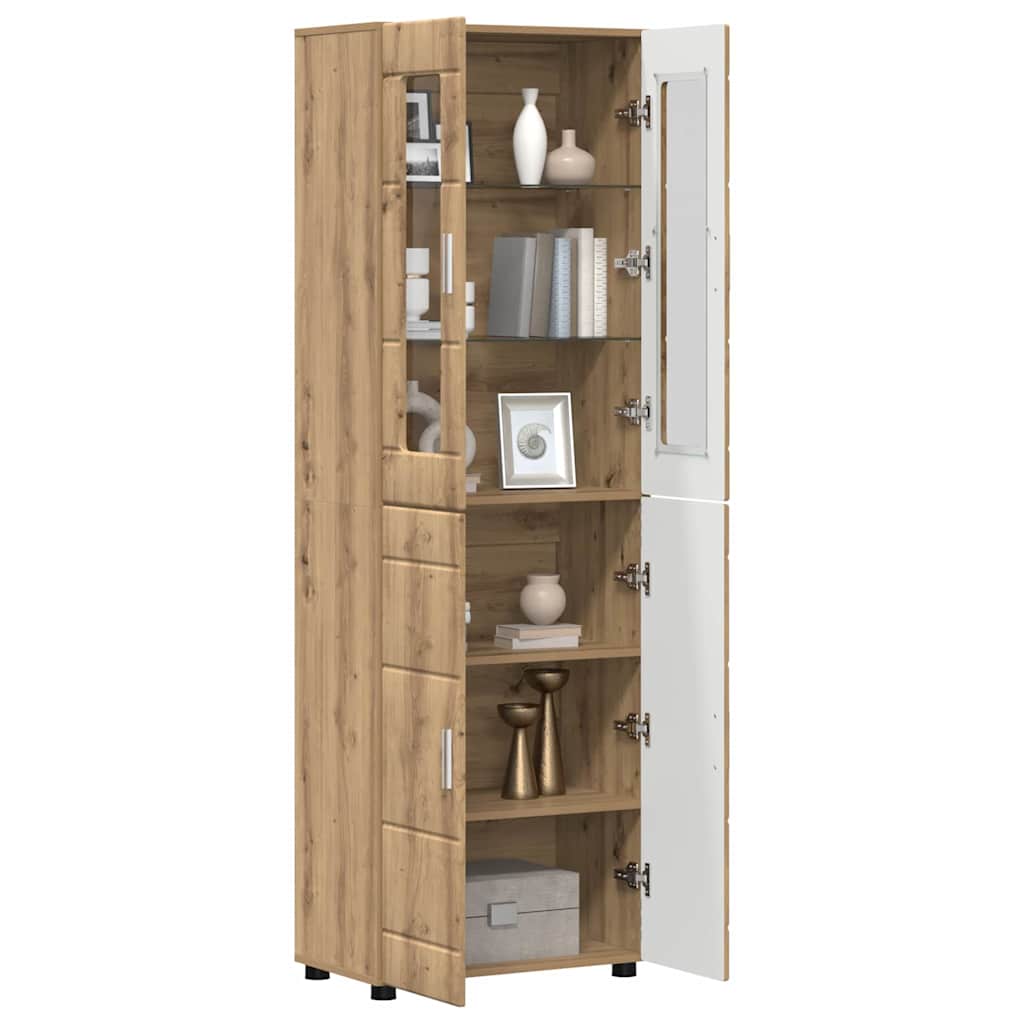 Hoge kast FLORIN Artisan Eiken 60 x 35 x 182 cm Bewerkt hout is nu te koop bij PeponiXL, paradijselijk wonen!