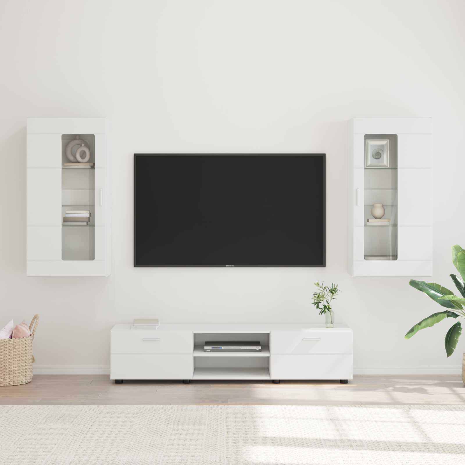 Tv-meubelset met lade met plank FLORIN 3 pcs Wit Bewerkt hout is nu te koop bij PeponiXL, paradijselijk wonen!