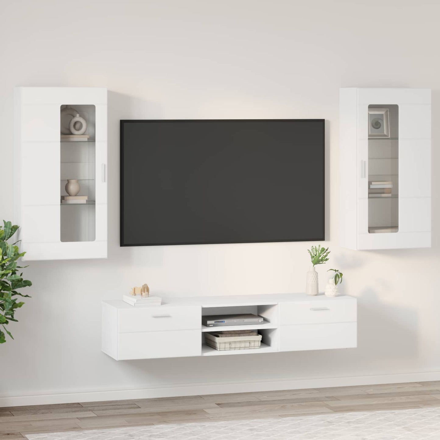Tv-meubelset met lade met plank FLORIN 3 pcs Wit Bewerkt hout is nu te koop bij PeponiXL, paradijselijk wonen!