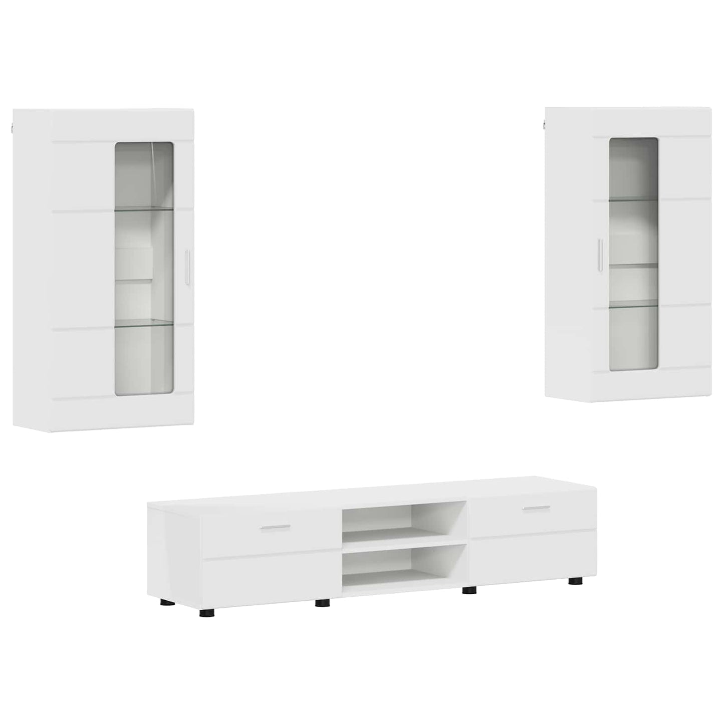 Tv-meubelset met lade met plank FLORIN 3 pcs Wit Bewerkt hout is nu te koop bij PeponiXL, paradijselijk wonen!