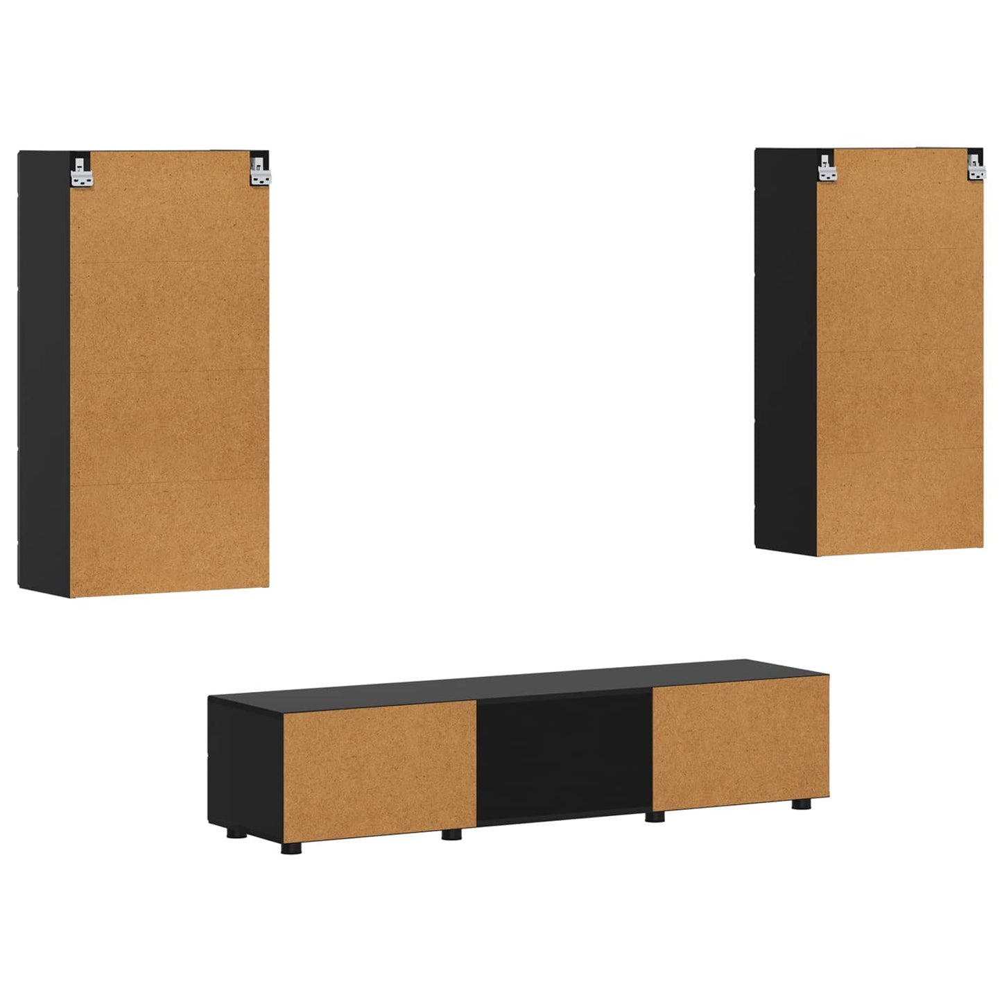 Tv-meubelset met lade met plank FLORIN 3 pcs Zwart Bewerkt hout is nu te koop bij PeponiXL, paradijselijk wonen!